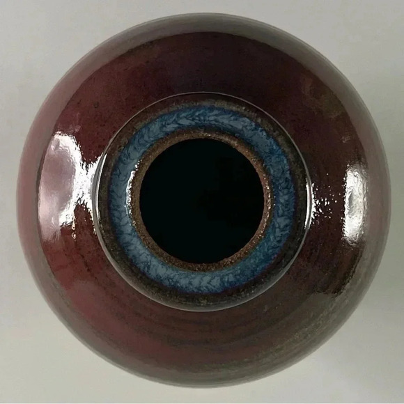 Studio Ceramics Stoneware Pottery Vase Ruby Red Oxblood Glaze 6.5" - Picture 4 of 6